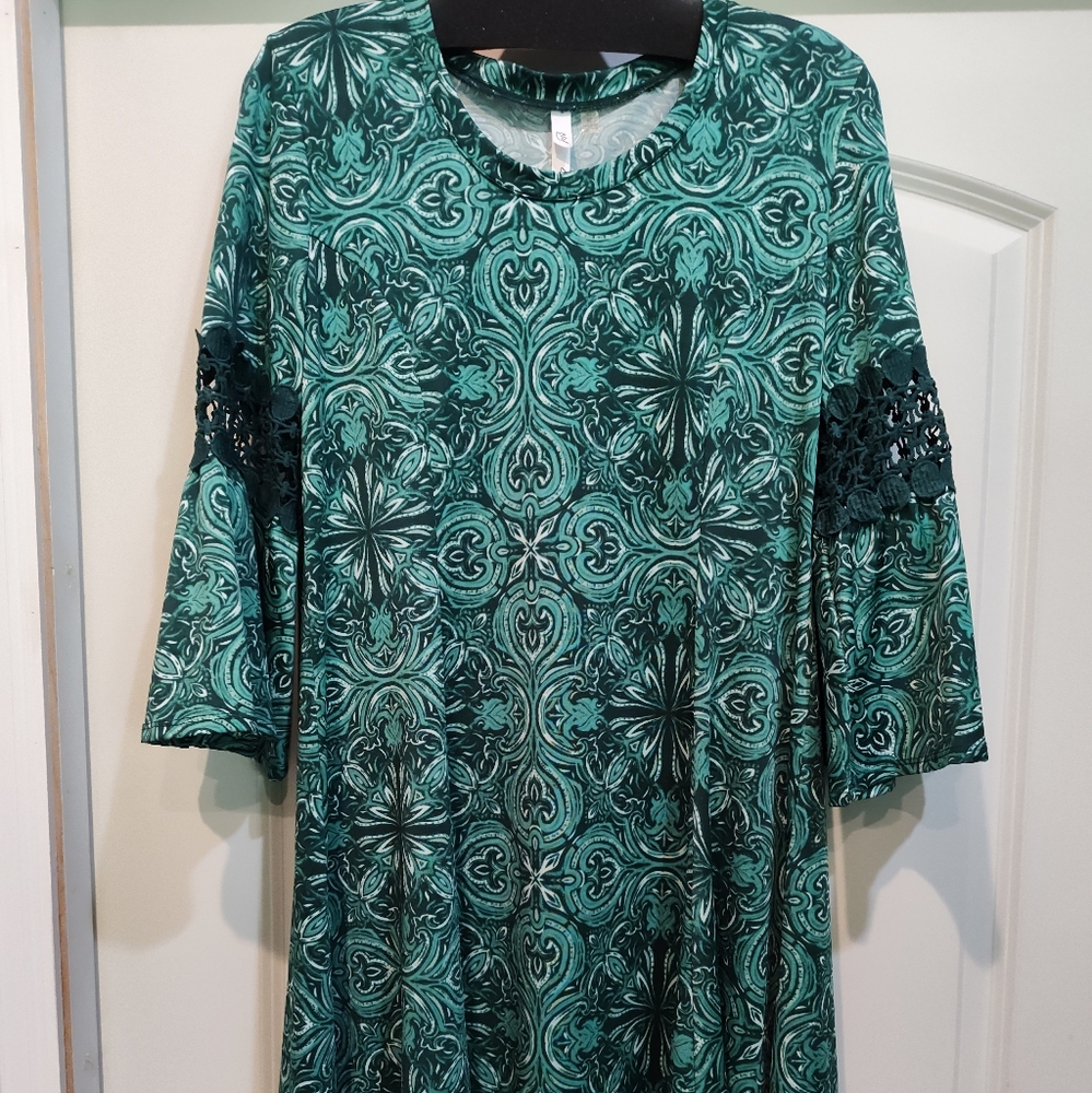 NY Collection Petite Large Emerald Green Whimsigoth Ren Faire Knee-length Dress
